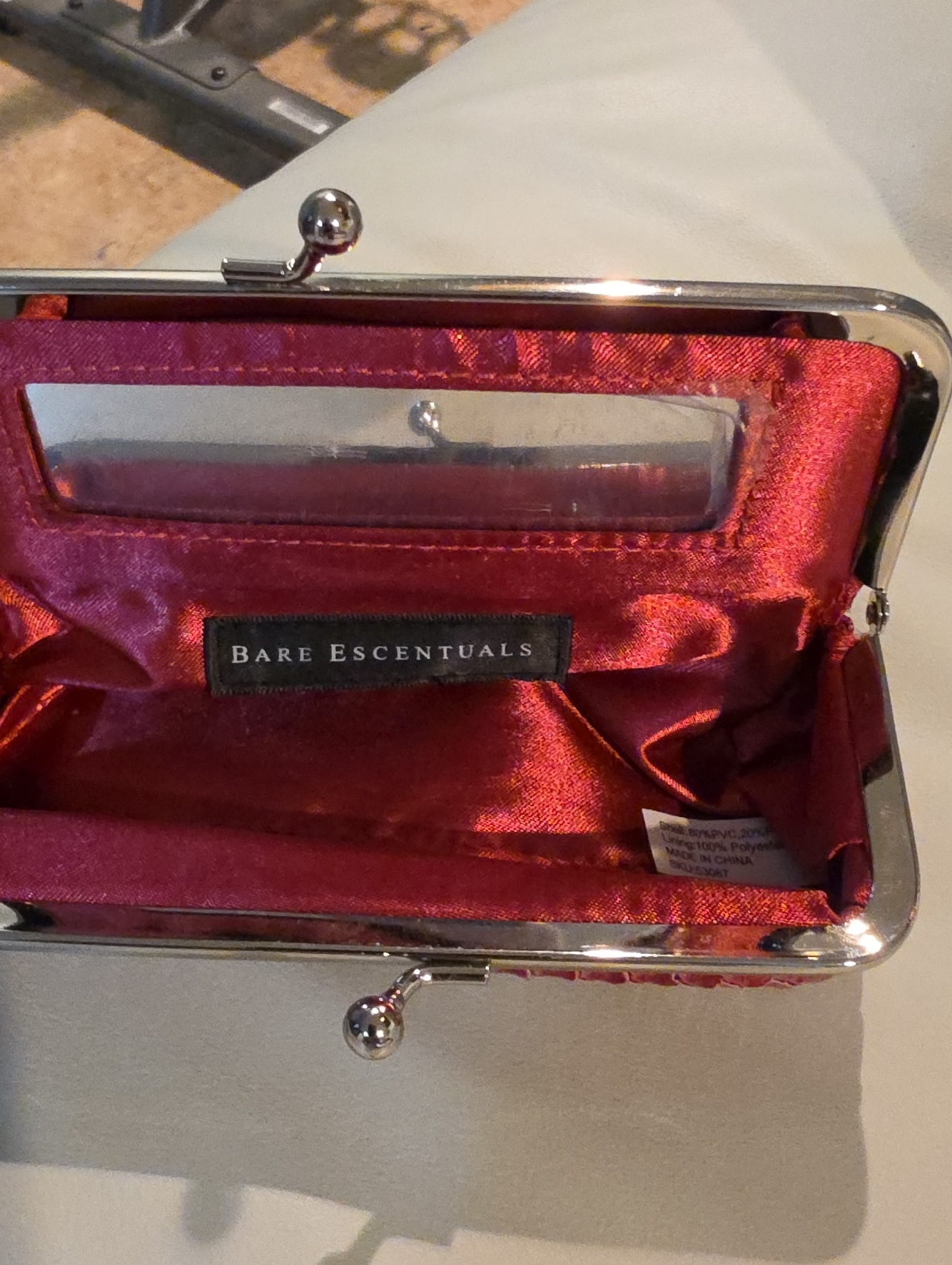 Bare Escentuals Red Satin KissLock Wristlet
